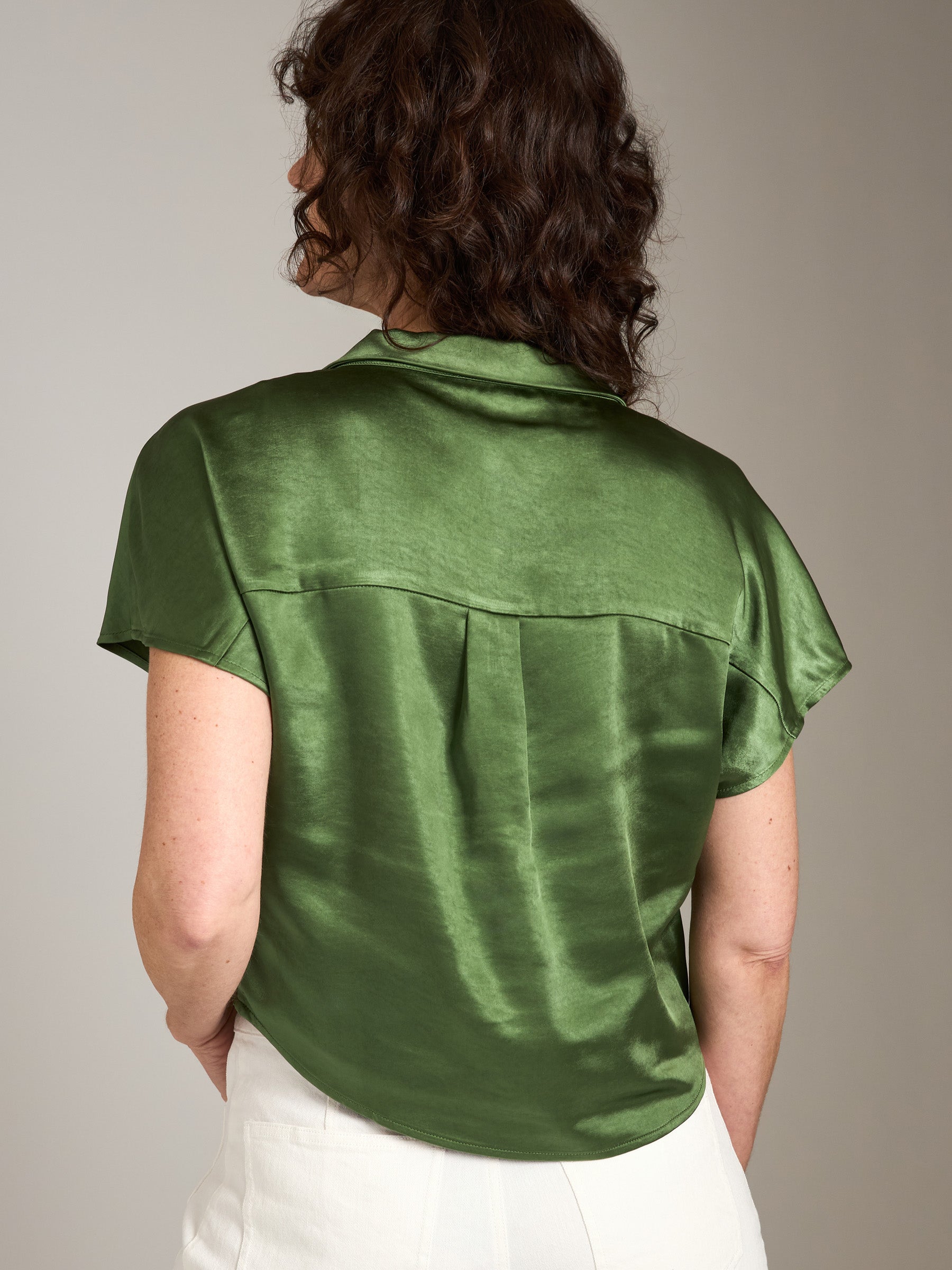 MONK & LOU-Satin Lemona Shirt-Matcha