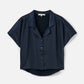 MONK & LOU-Satin Lemona Shirt-Dark Navy