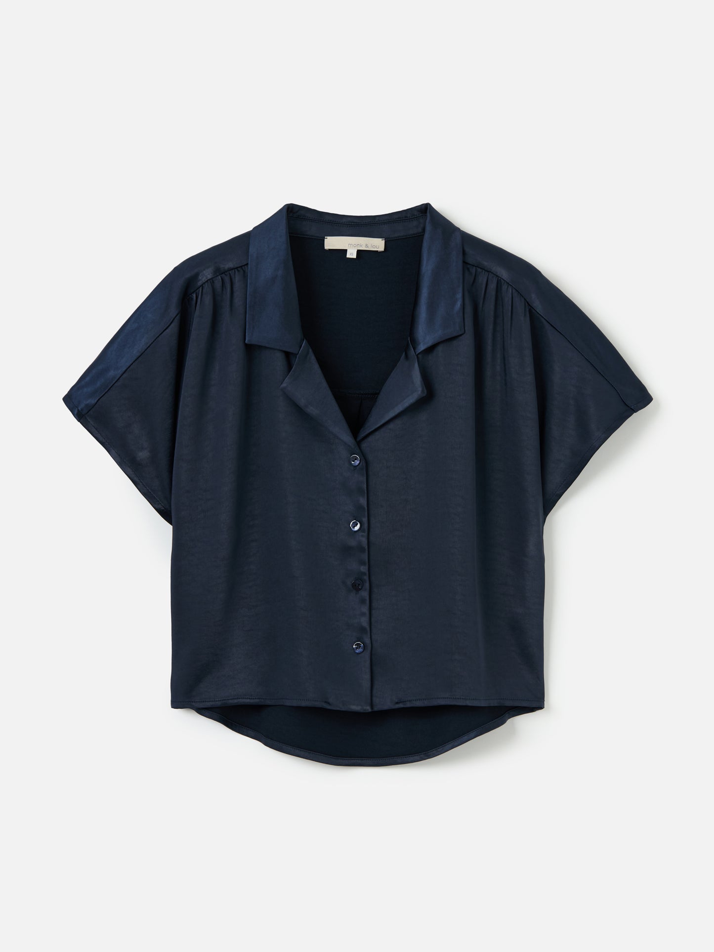 MONK & LOU-Satin Lemona Shirt-Dark Navy