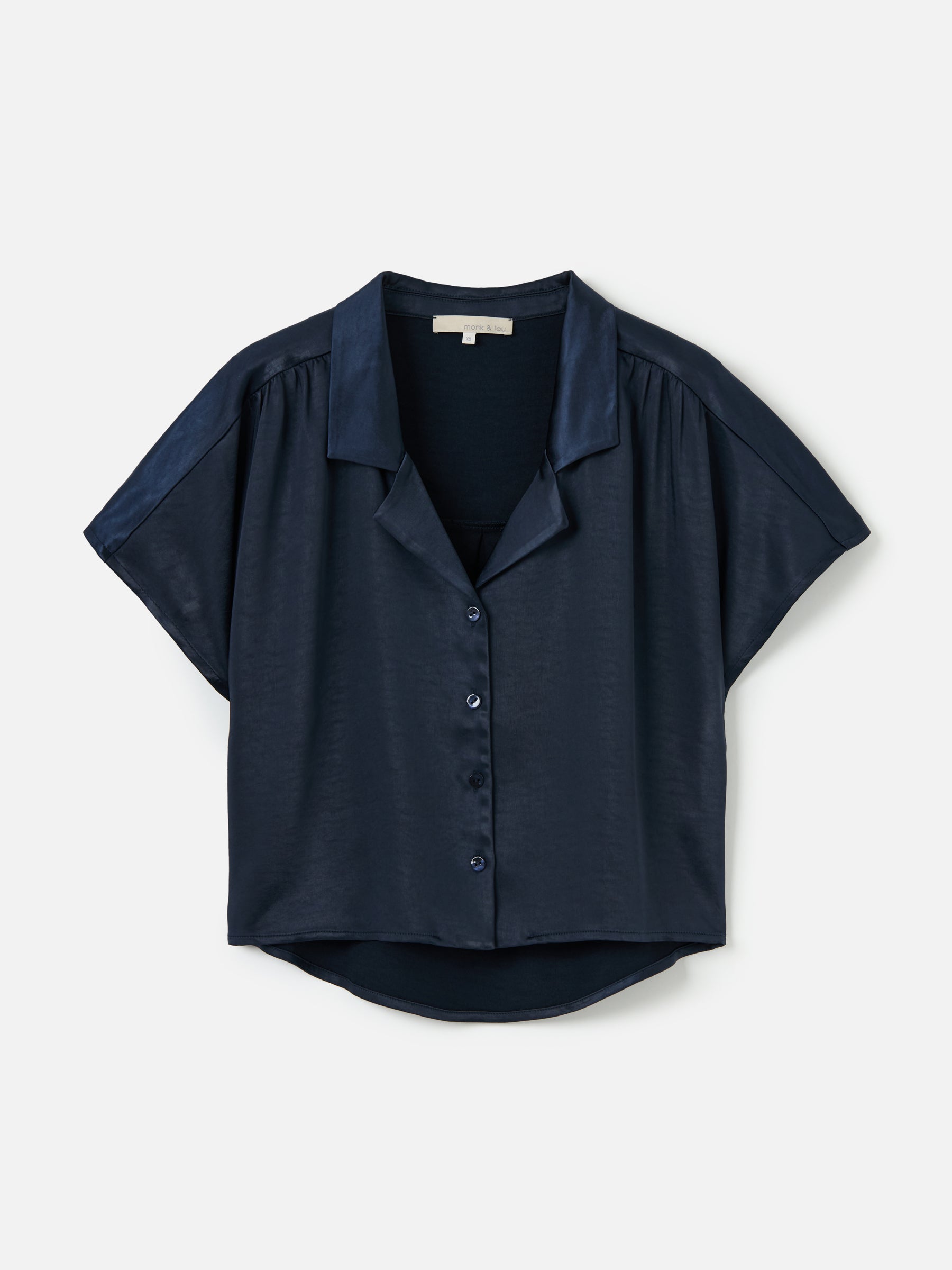 MONK & LOU-Satin Lemona Shirt-Dark Navy