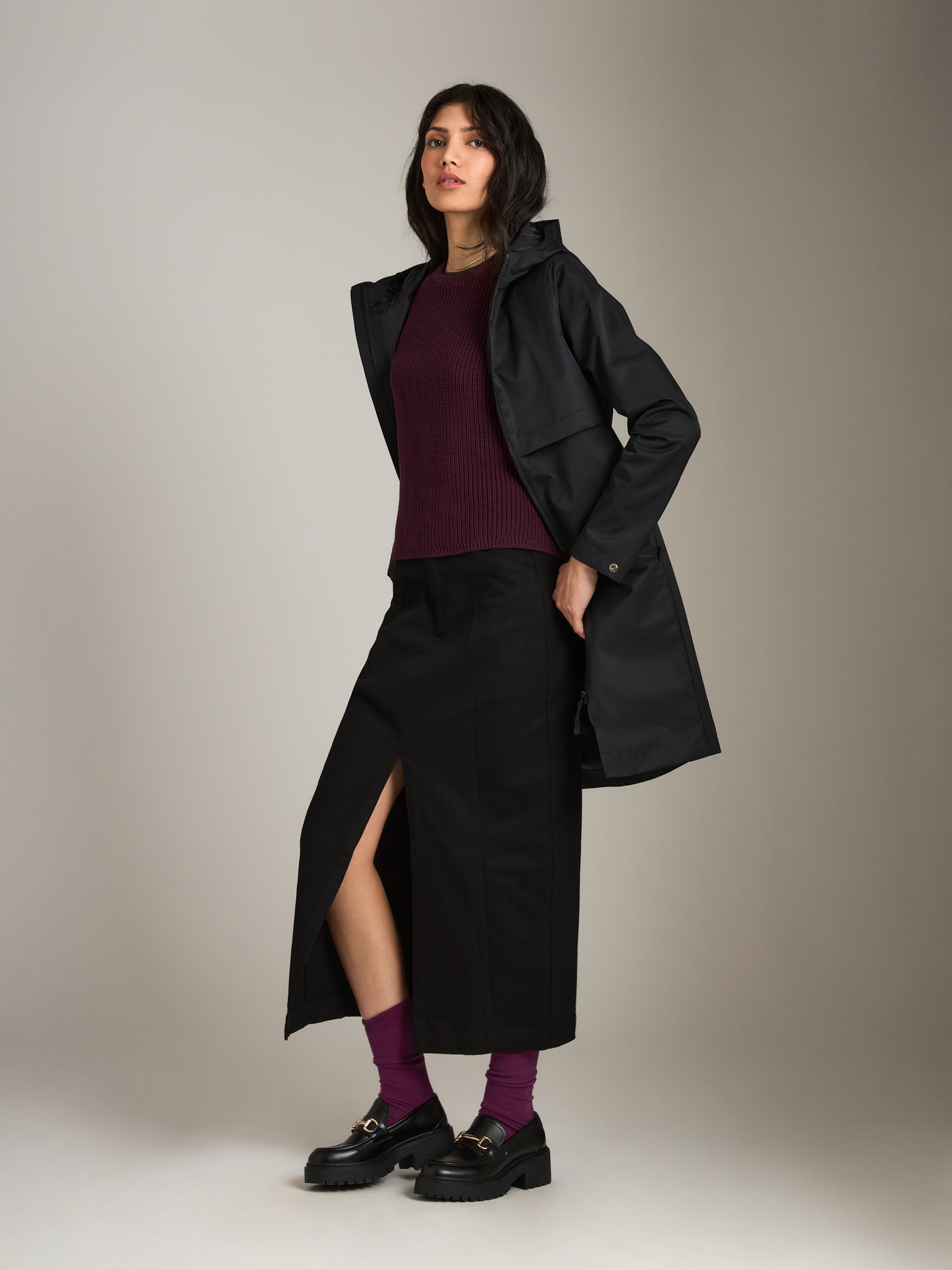 MONK & LOU-Aviva Column Skirt-Black