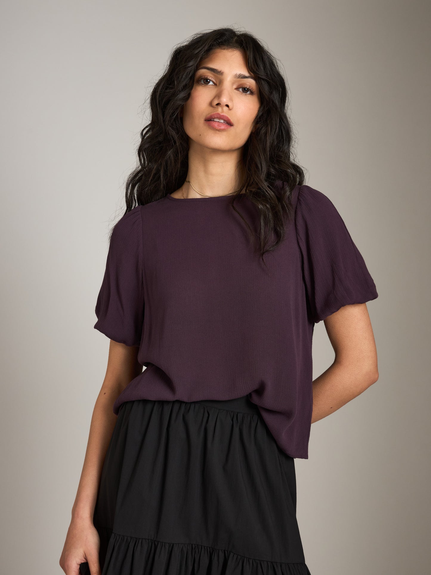 Naya Pleated Bubble Sleeve Top