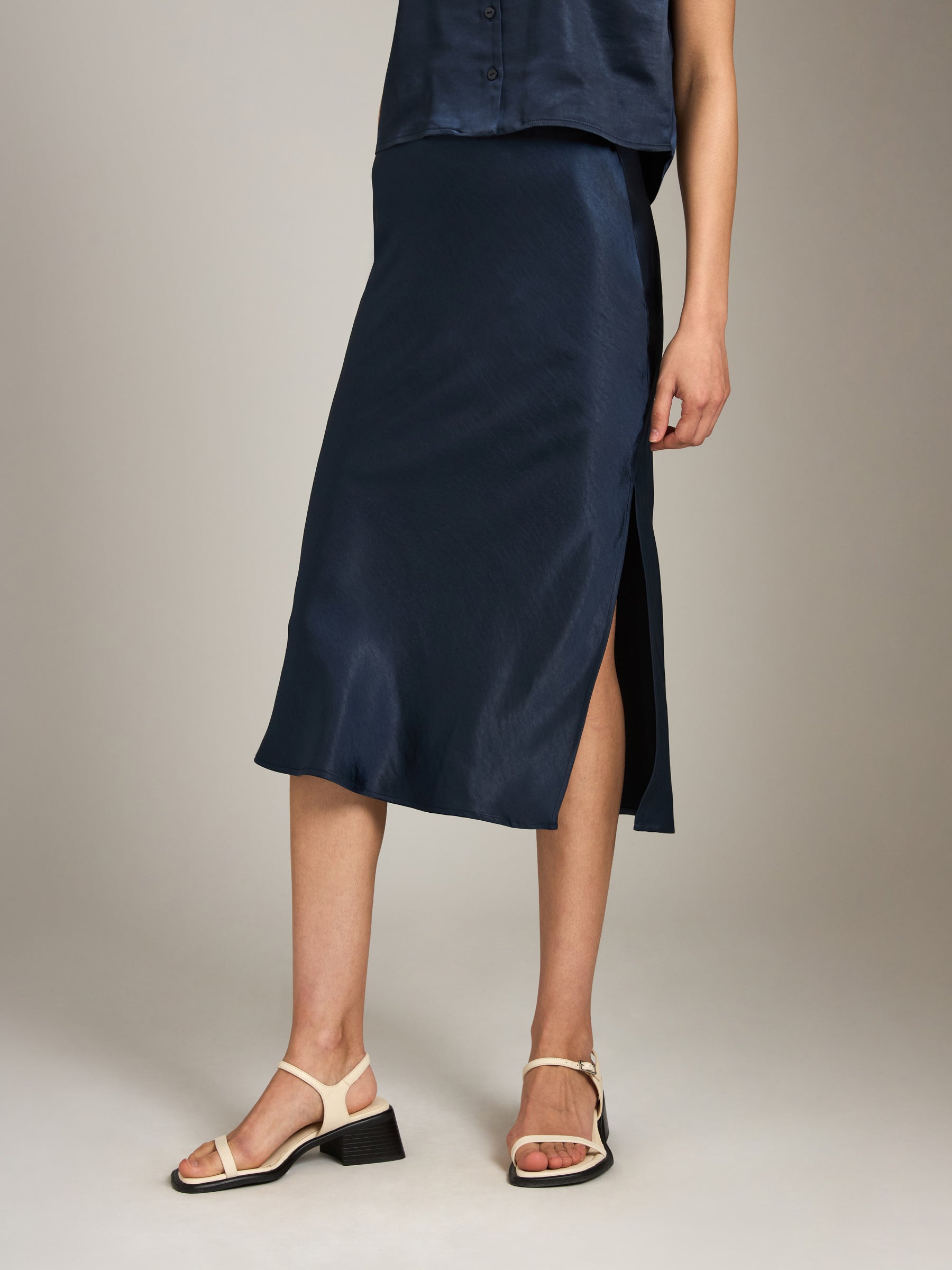 MONK & LOU-Nicola Bias Skirt-Matcha