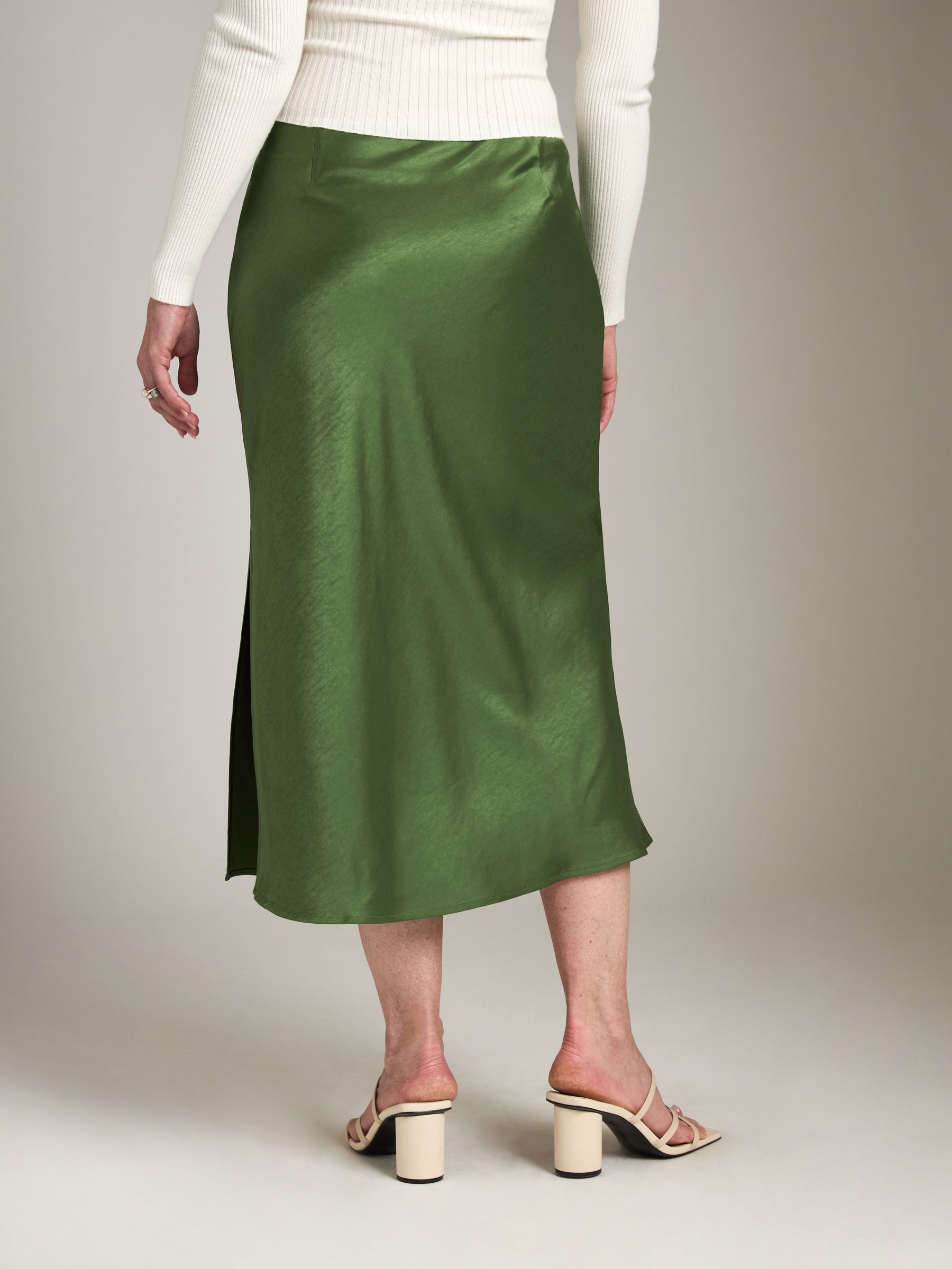 MONK & LOU-Nicola Bias Skirt-Matcha
