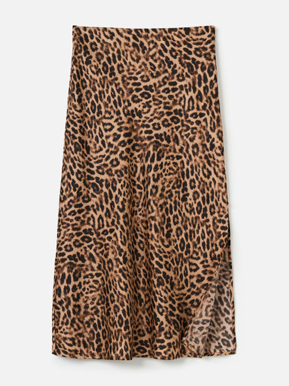 PROPAGANDA-Nikki Printed Bias Skirt-Leopard Print