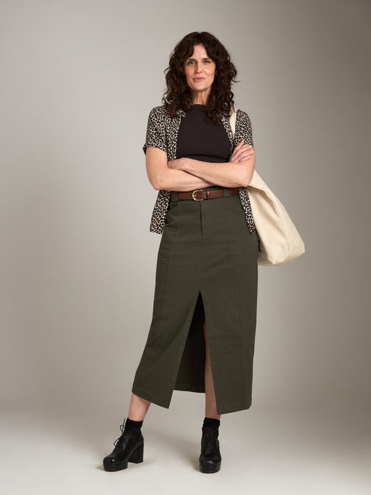 MONK & LOU-Karla Print Relaxed Pocket Blouse-Leopard