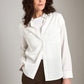 MONK & LOU-Tara Pinstripe Button Up Shirt-White with Black Pinstripe