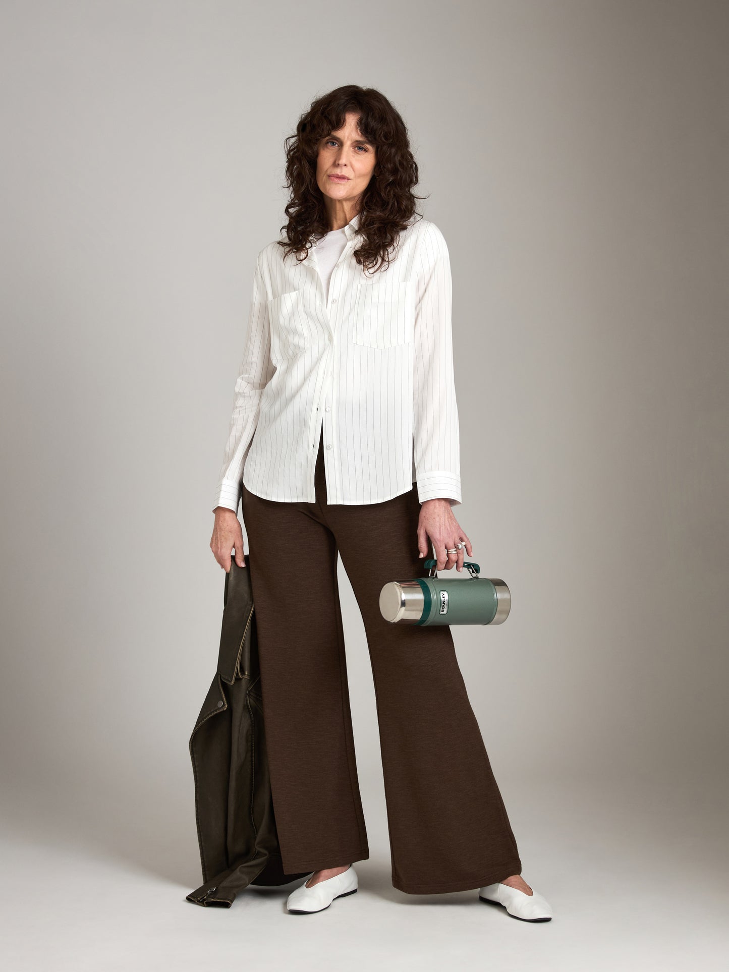 MONK & LOU-Lou Palazzo Pant-Espresso