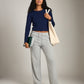 PGD-Ace Crop Button Cardigan-Navy