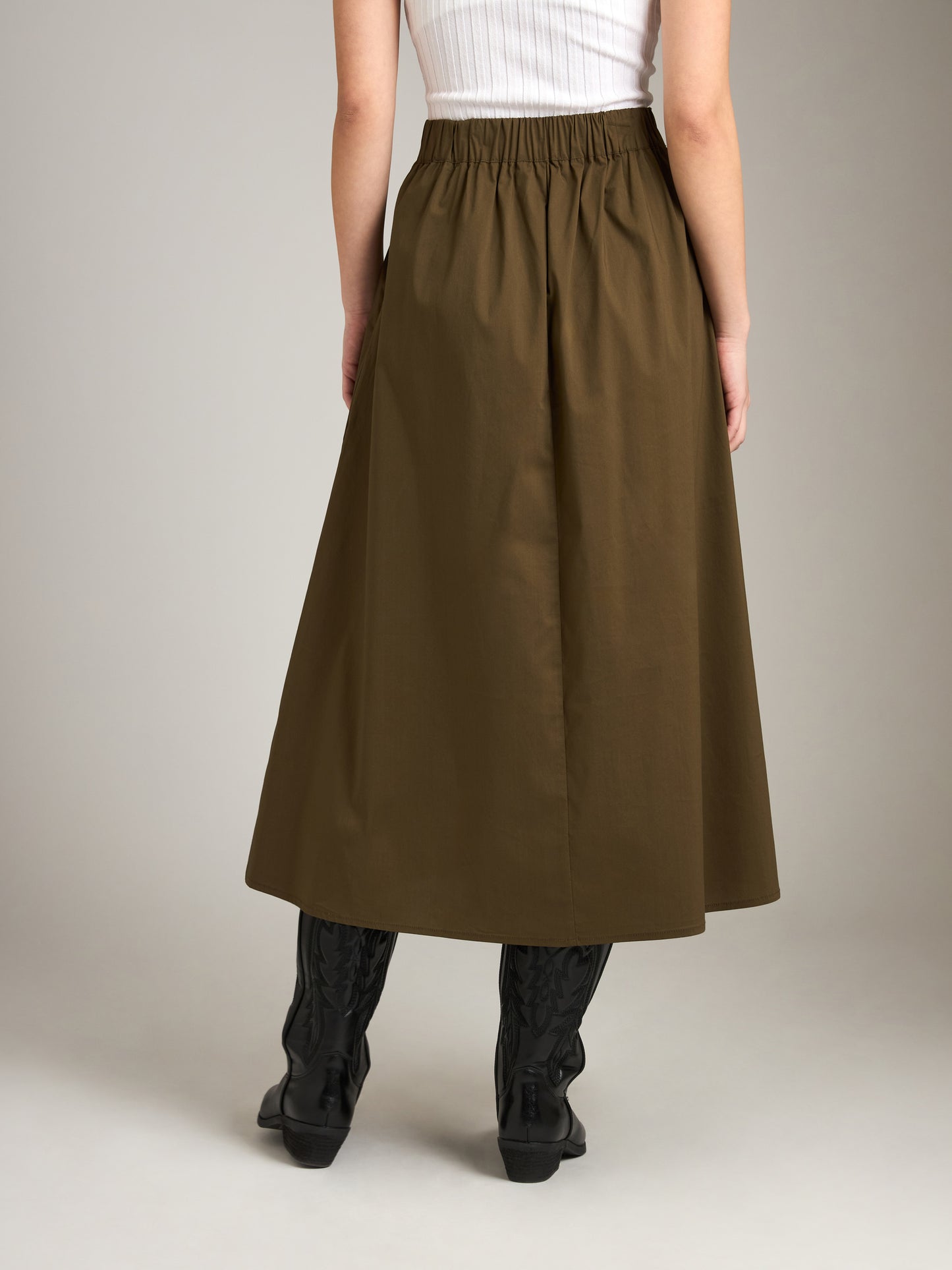 PROPAGANDA-Coral A-Line Skirt-Olive
