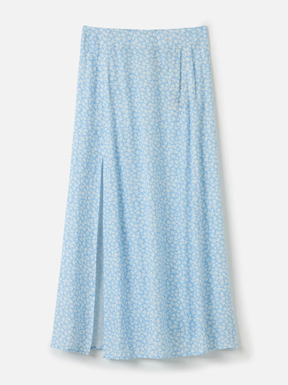 PROPAGANDA-Korane Floral High Slit Skirt-Sky