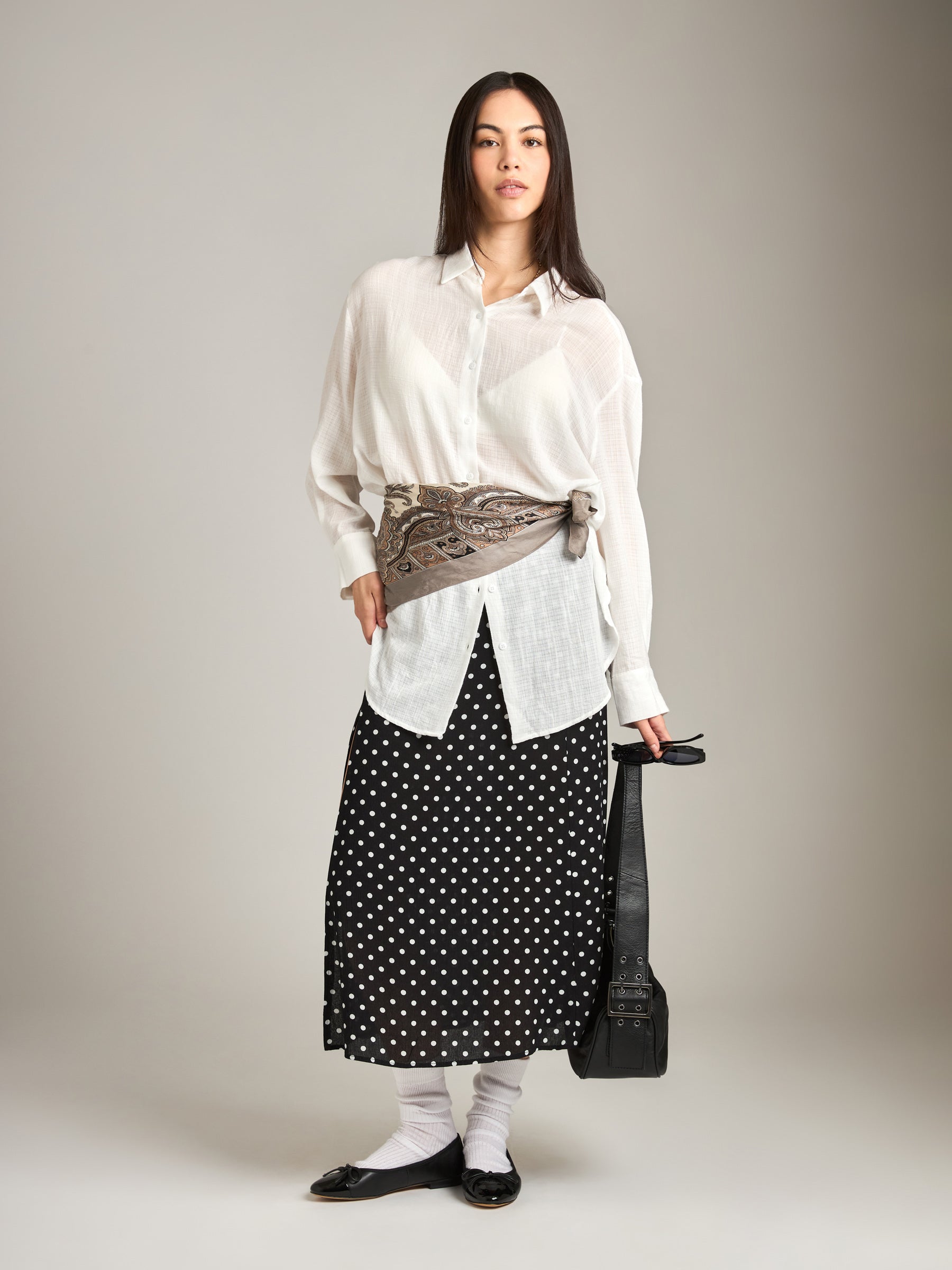 PROPAGANDA-Korane Printed High Slit Skirt-Black