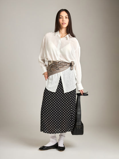 PROPAGANDA-Korane Printed High Slit Skirt-Black