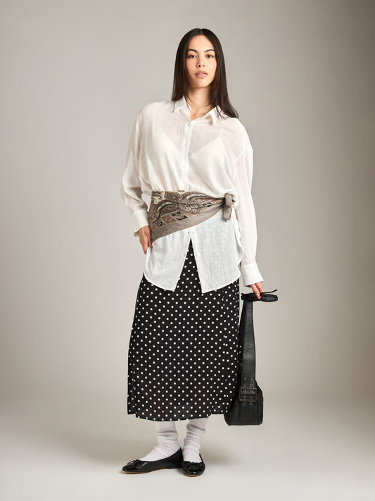 PROPAGANDA-Korane Printed High Slit Skirt-Black