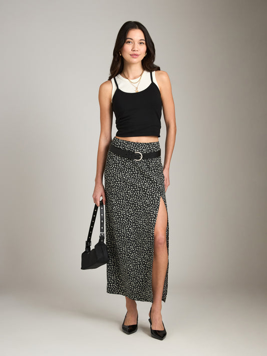 PROPAGANDA-Tilda Floral Column Skirt-Cocoa