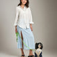 PROPAGANDA-Korane Floral High Slit Skirt-Sky