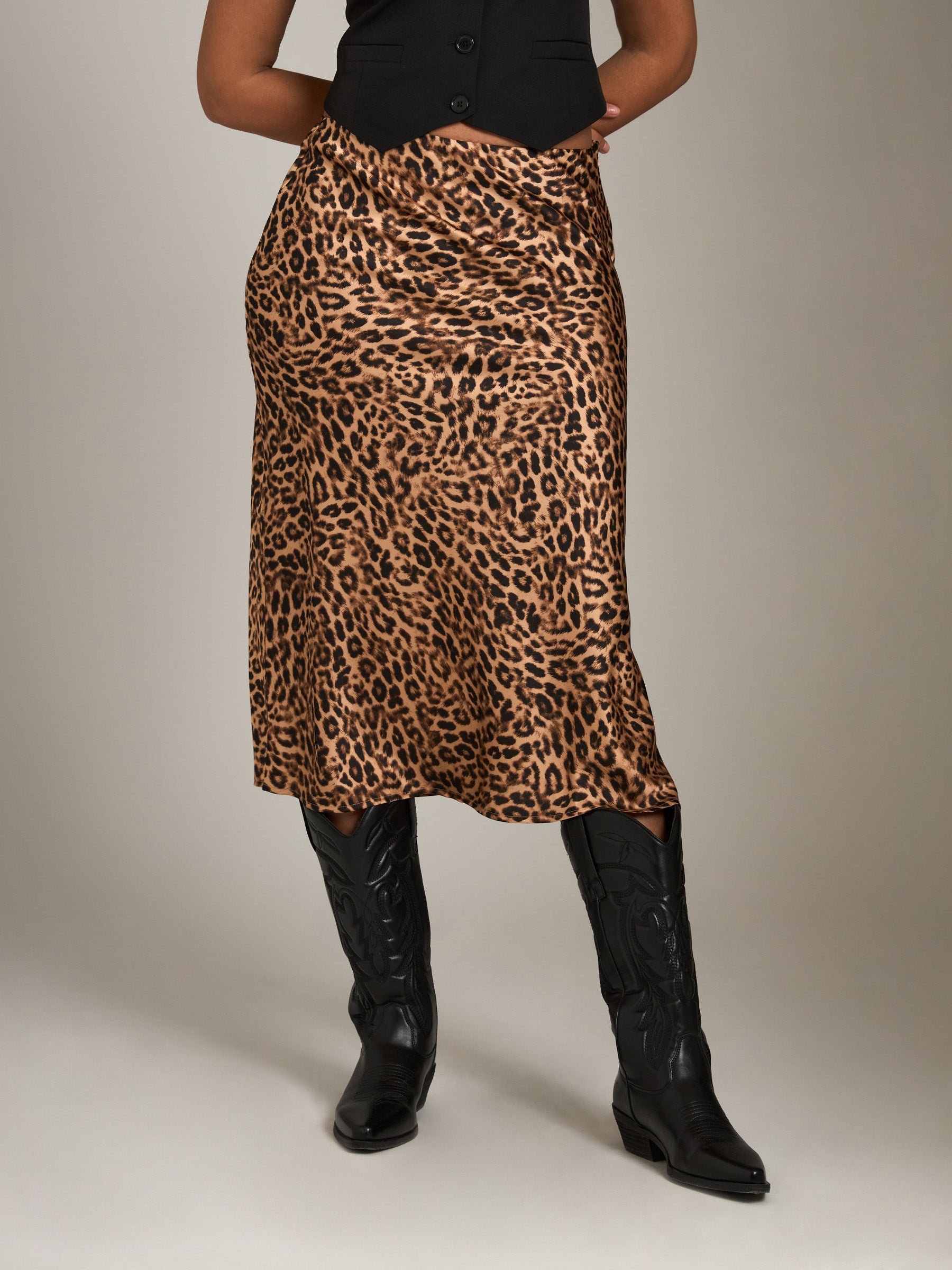 PROPAGANDA-Nikki Printed Bias Skirt-Leopard Print