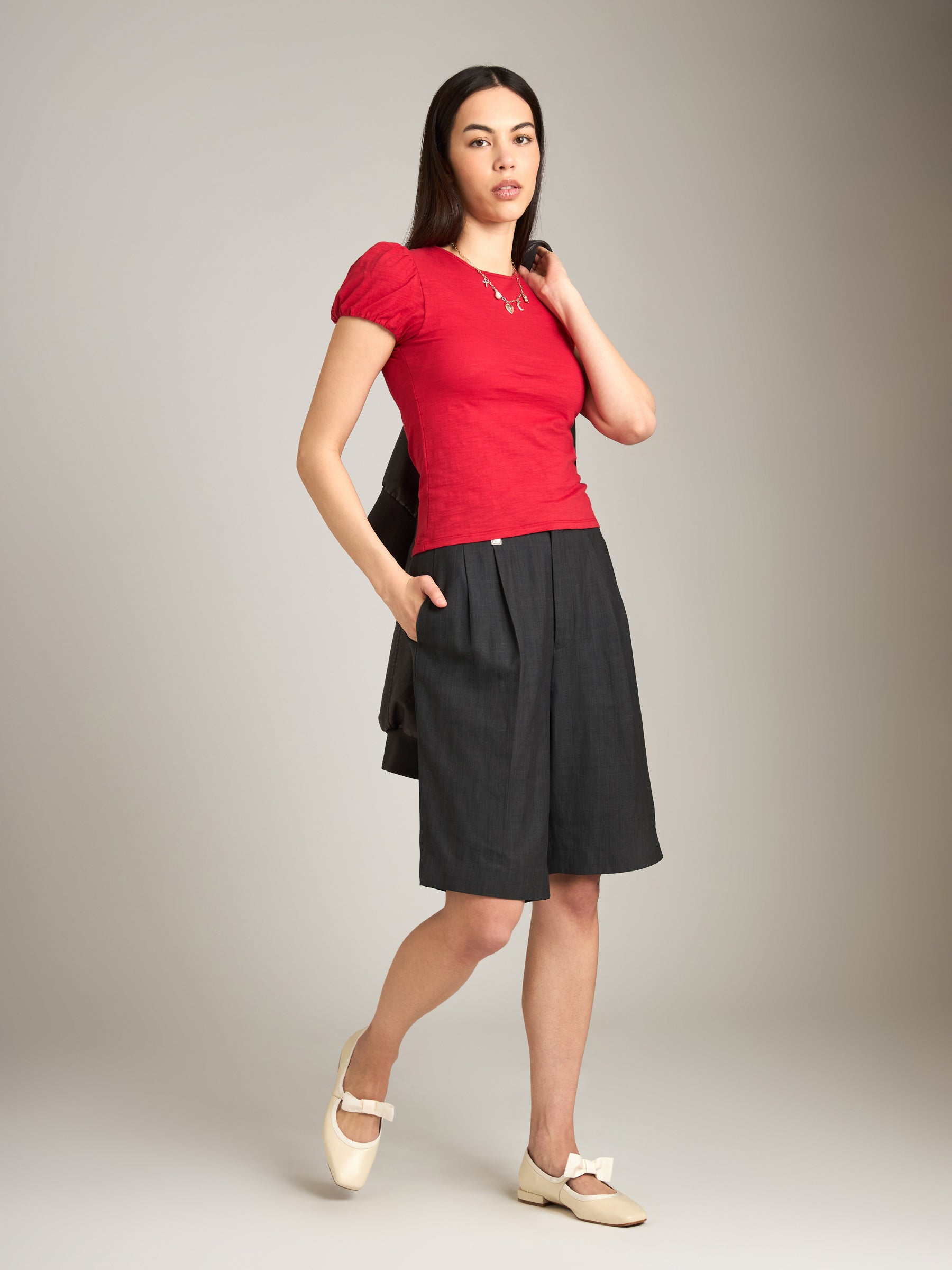 PROPAGANDA-Rhys Puff Sleeve Tee-Red