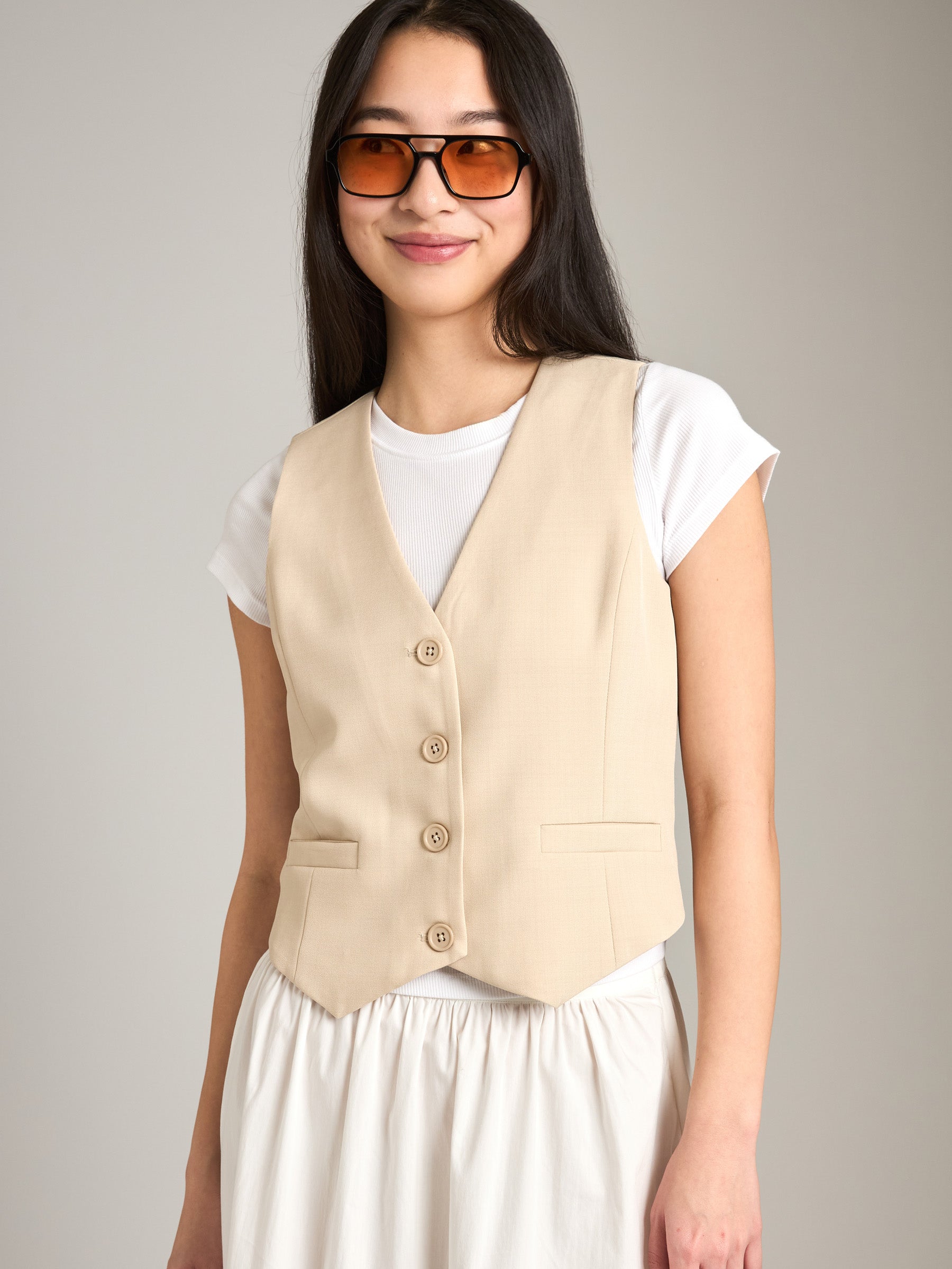PROPAGANDA-Riley Fitted Vest-Sand