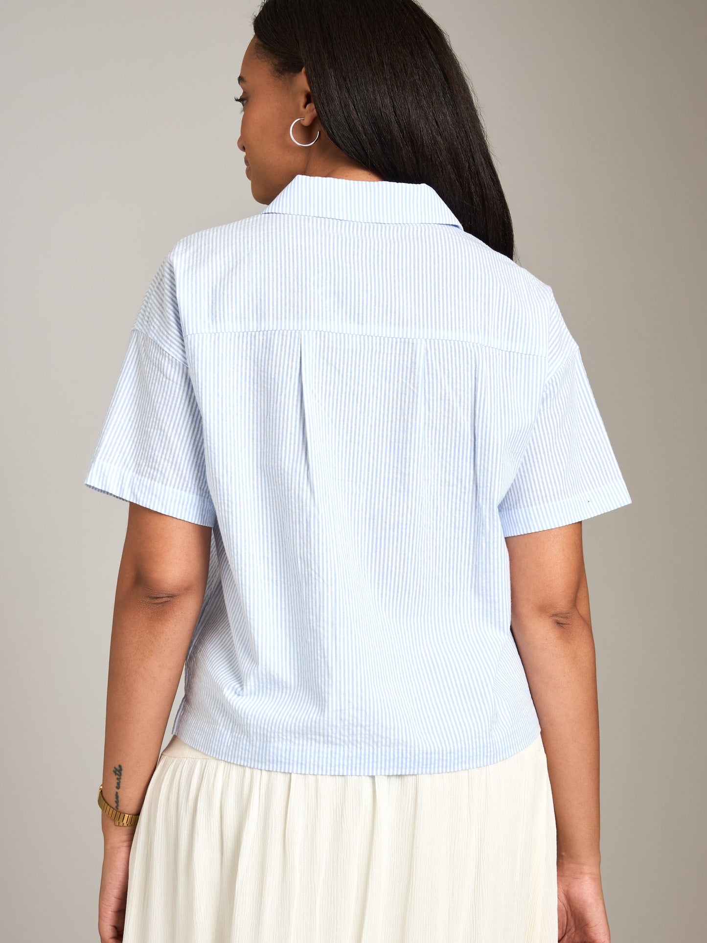 PROPAGANDA-Sheree Drop Shoulder Shirt-Pink Stripe