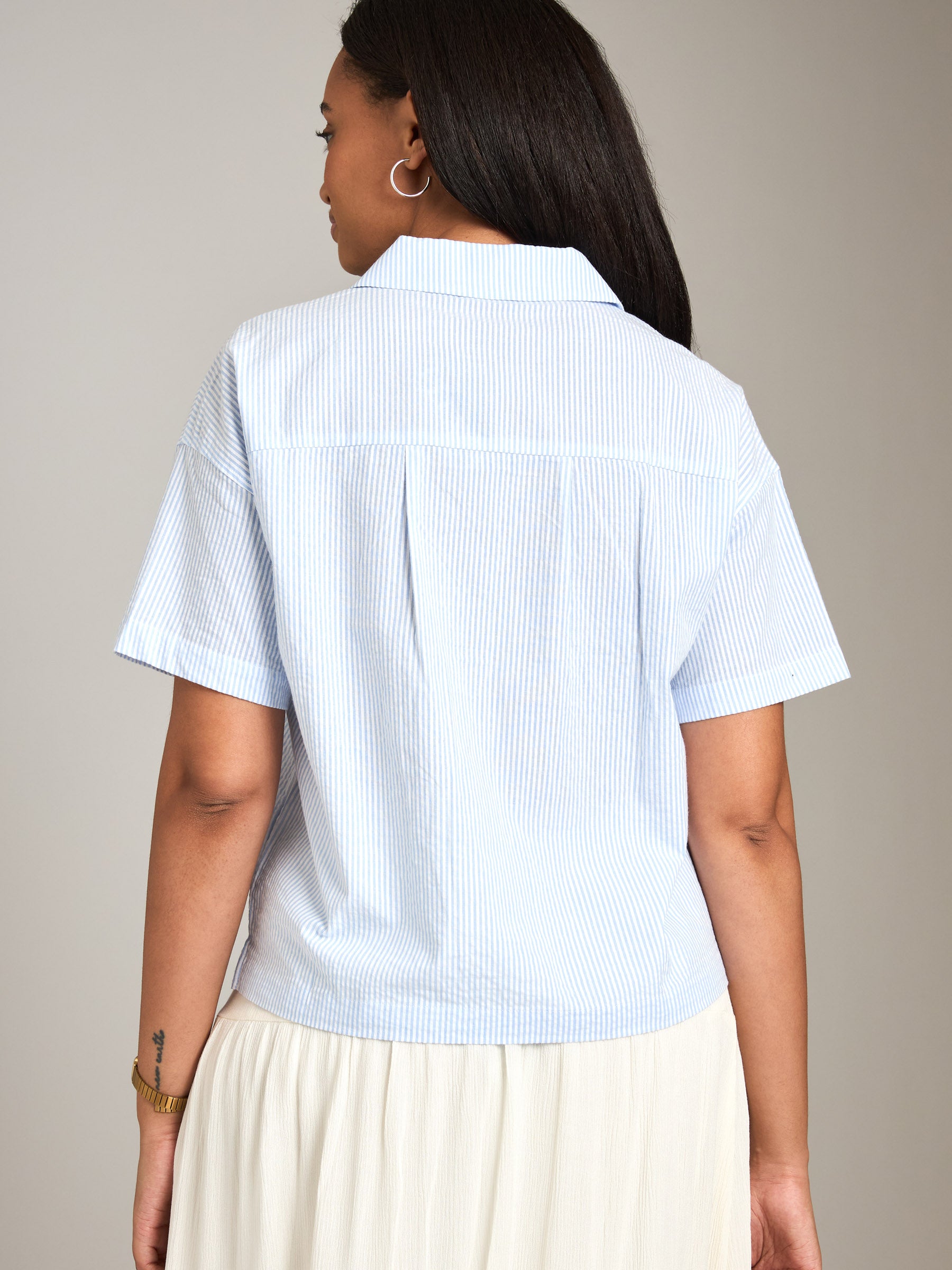 PROPAGANDA-Sheree Drop Shoulder Shirt-Pink Stripe