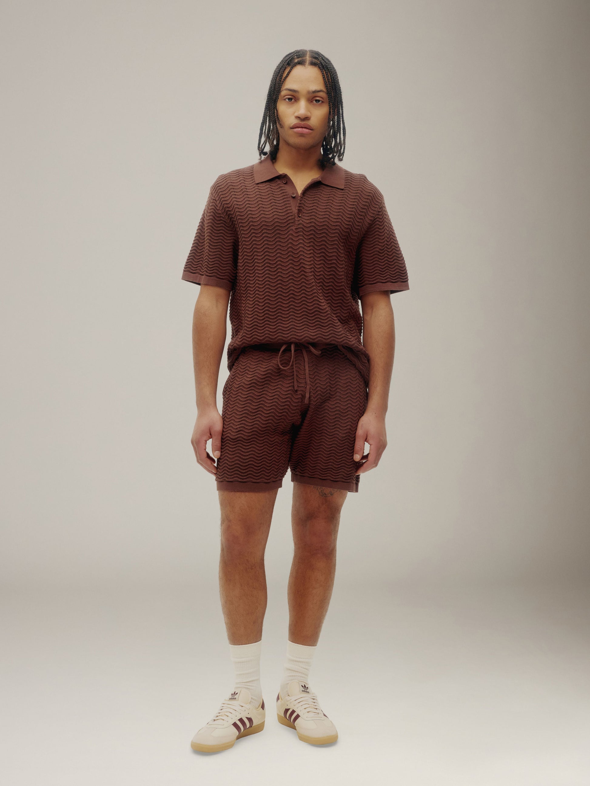 KUWALLA - Wave Knit Polo - Dark Brown