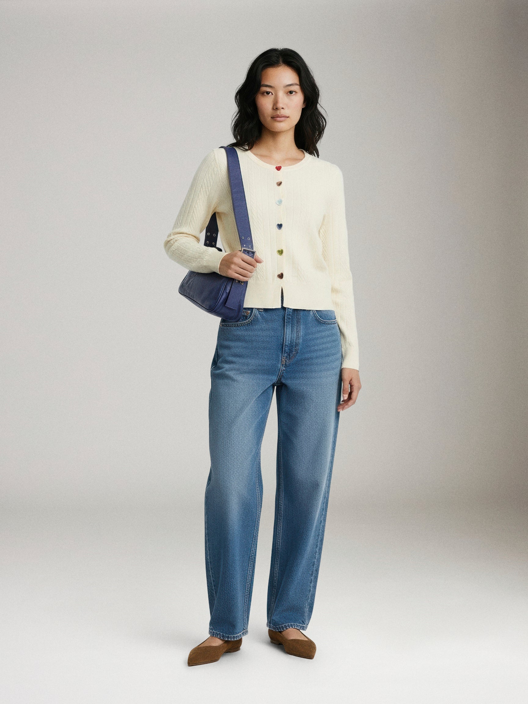 SADIE & SAGE - Mochi Heart Button Cardigan - 