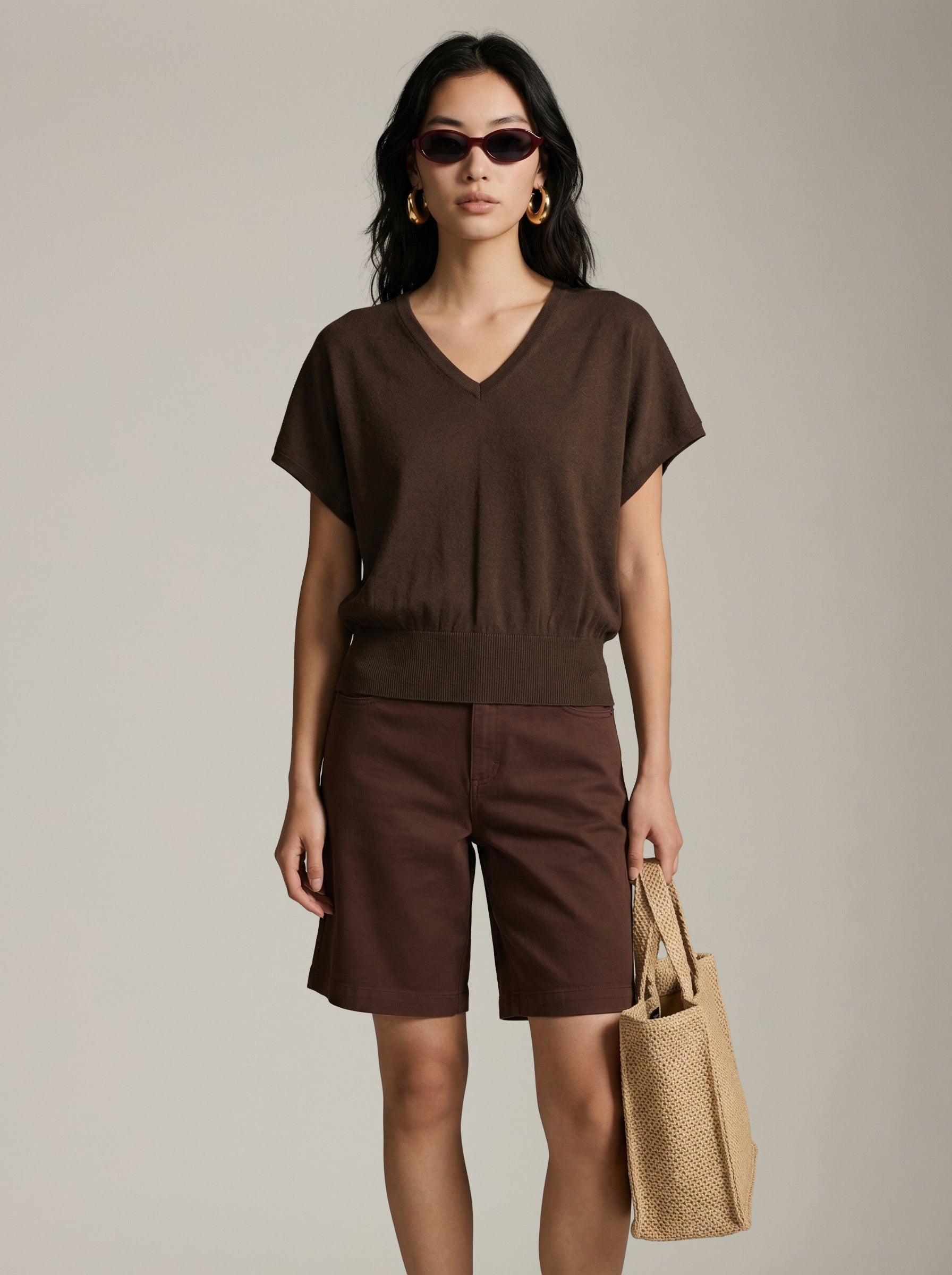 LOVEFINN - Double V-neck Top - 