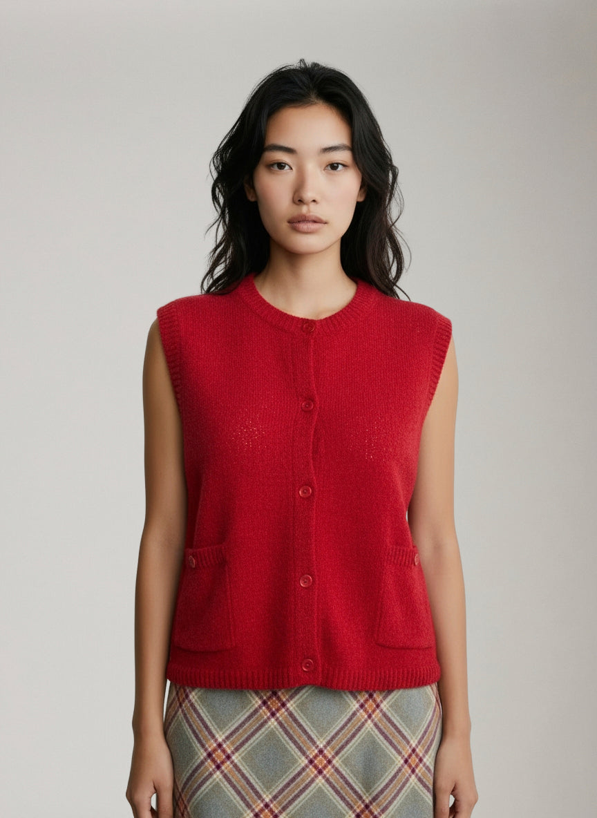 PIECES - Jessie Buttoned Sweater Vest - 