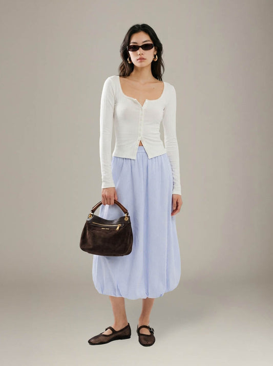 ONLY - Ridi Balloon Skirt - Kentucky Blue Bright White