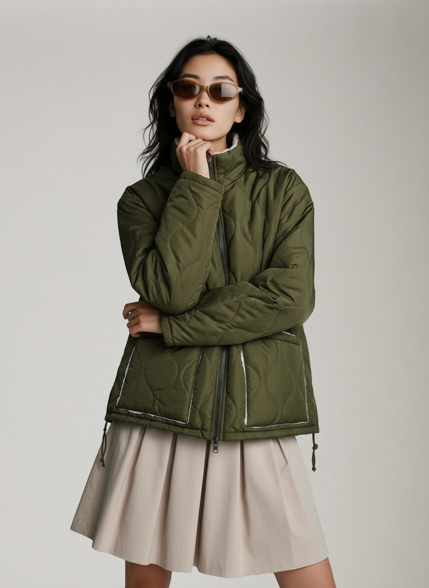Military Reversible High Neck Down Jacket