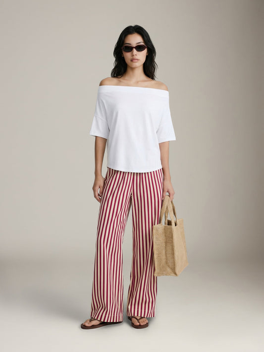 LOVEFINN - Stripe Wide Pants - Sweet Red Stripe
