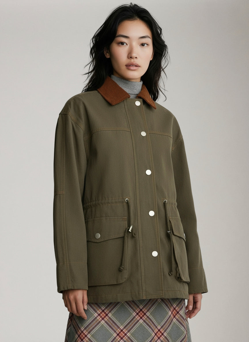 EMORY PARK - Barn Coat with Corduroy Collar - 