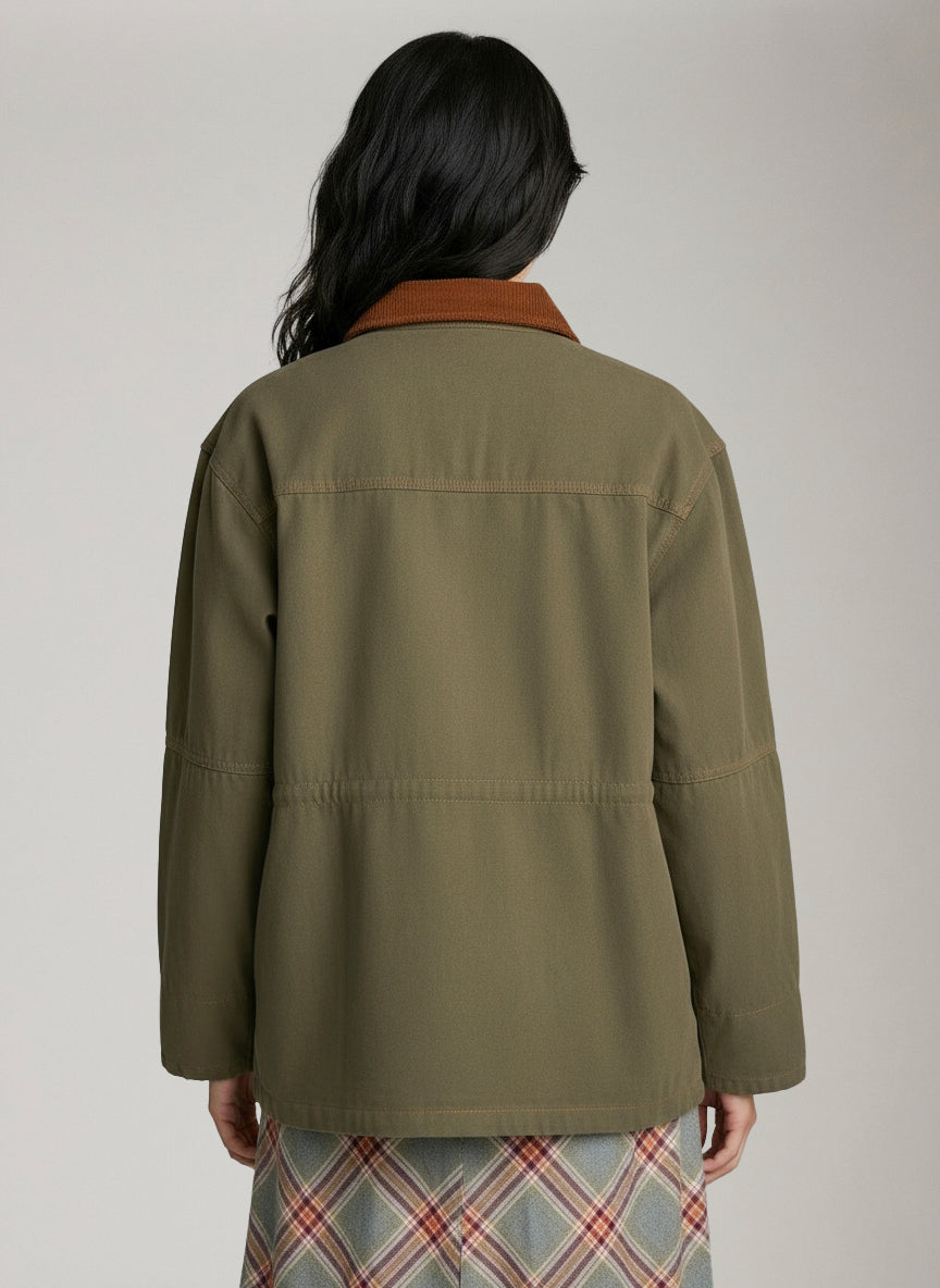 EMORY PARK - Barn Coat with Corduroy Collar - 