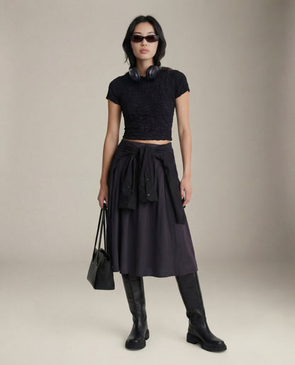 PROPAGANDA - Gilly Cropped Shortsleeve Top - Black