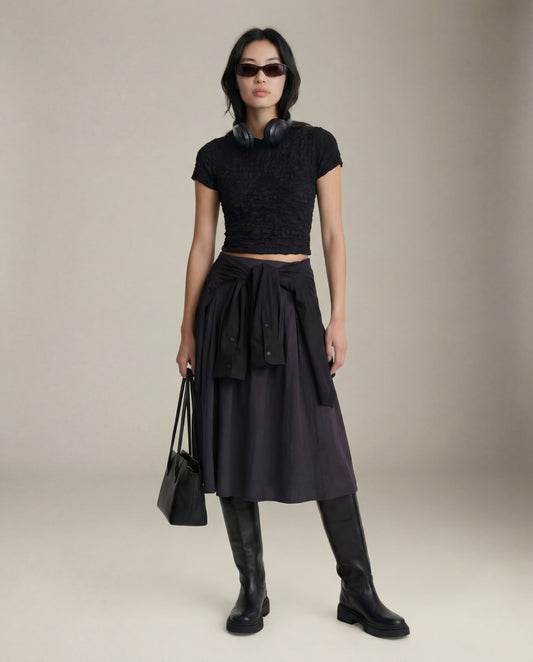 PROPAGANDA - Gilly Cropped Shortsleeve Top - Black