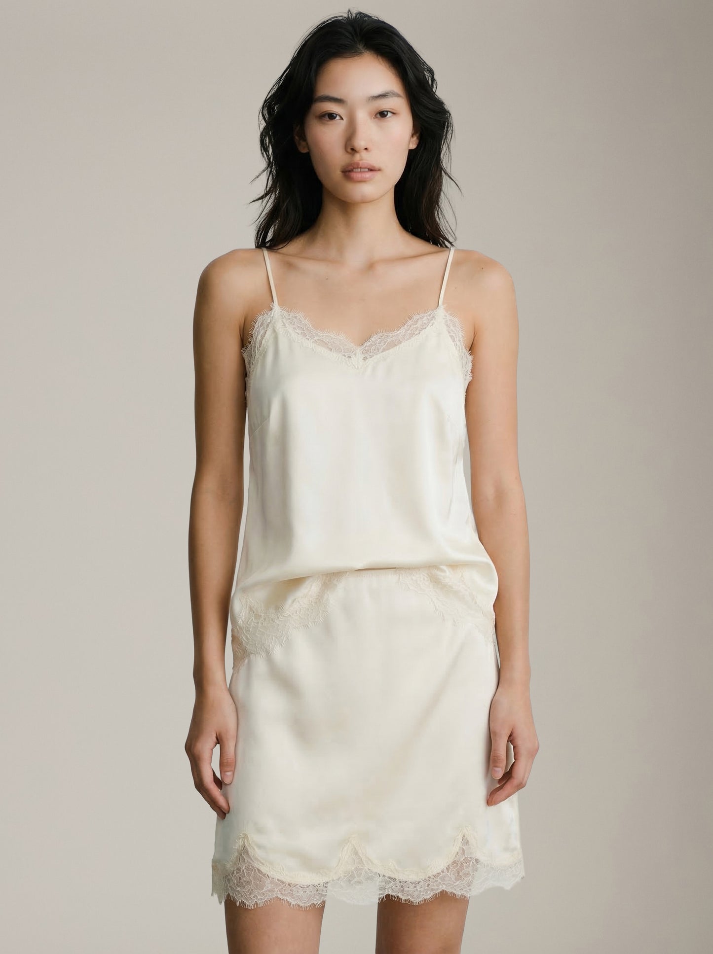 LOVEFINN - Loose Satin Lace Cami - 