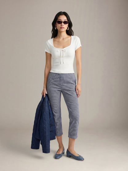 LOVEFINN - Square Neck Short Sleeve Top - Off White