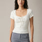 LOVEFINN - Square Neck Short Sleeve Top - 