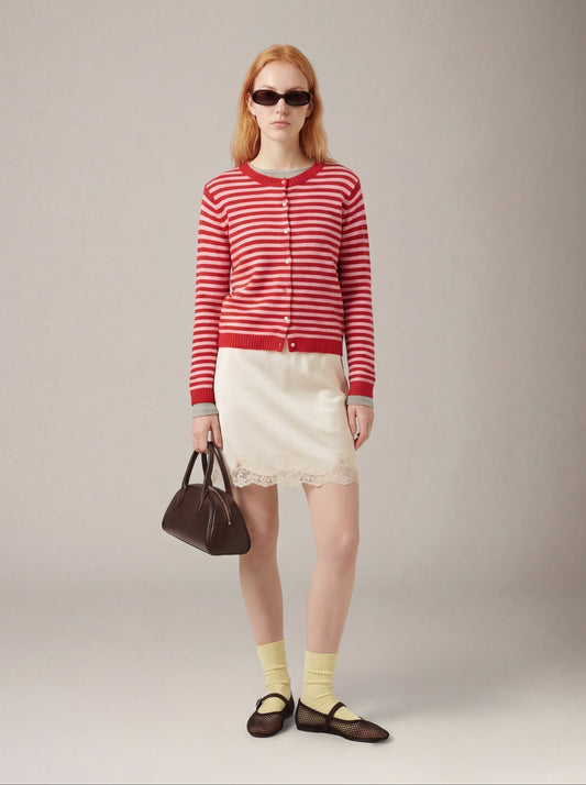 Satin Lace Knee Length Skirt