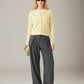 LOVEFINN - Cable Crewneck Cardigan - Butter Yellow