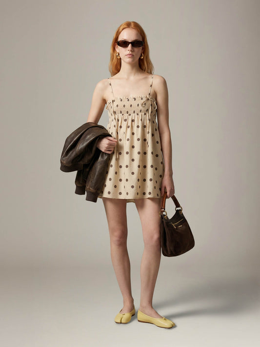 LOVEFINN - Polka Dot Dress with Smocking - 