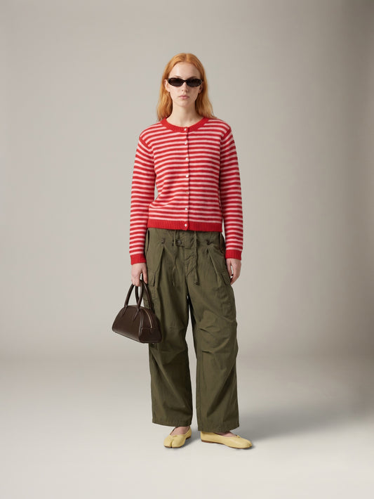 LOVEFINN - Stripe Crewneck Cardigan - 