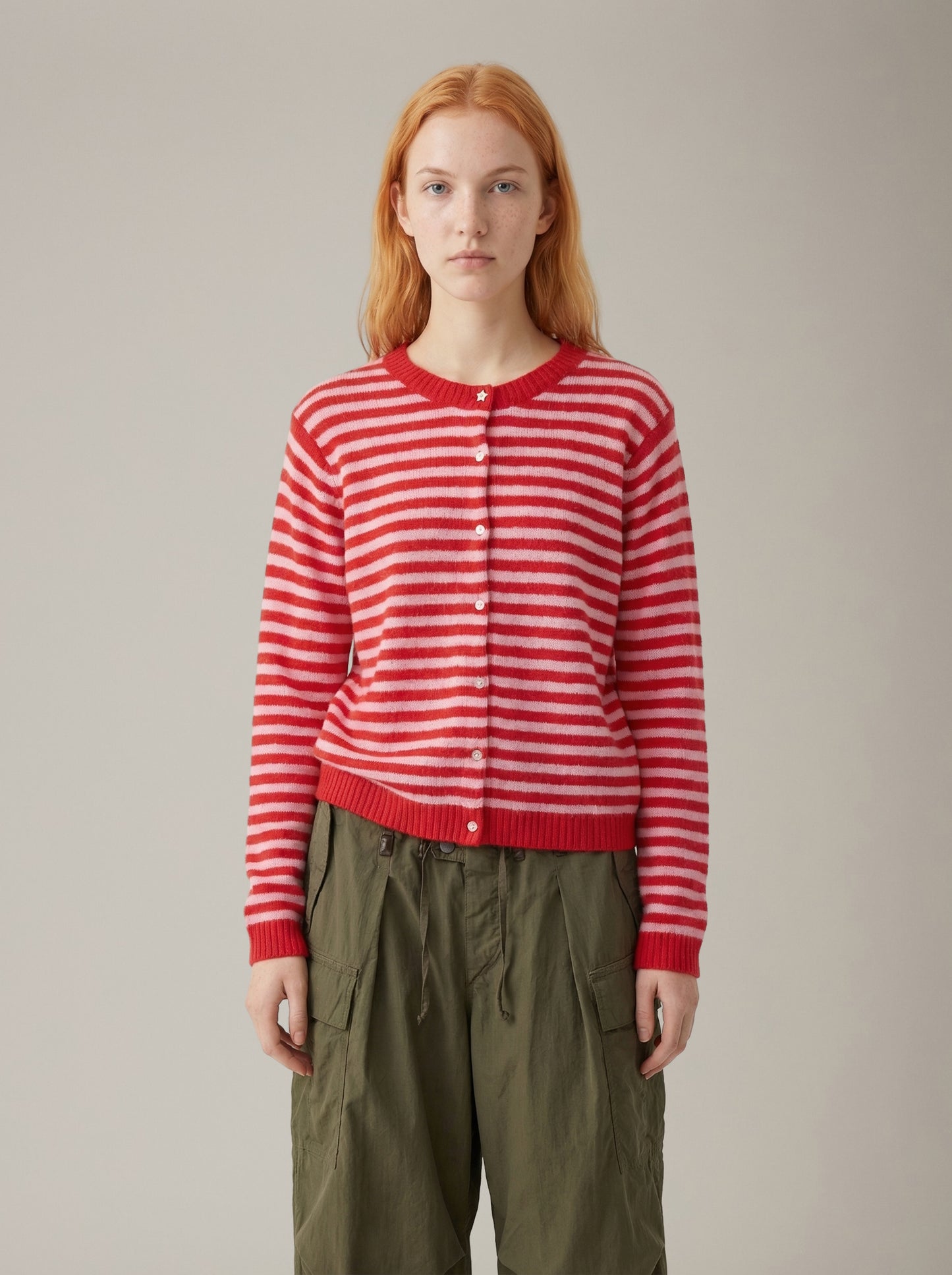 Stripe Crewneck Cardigan