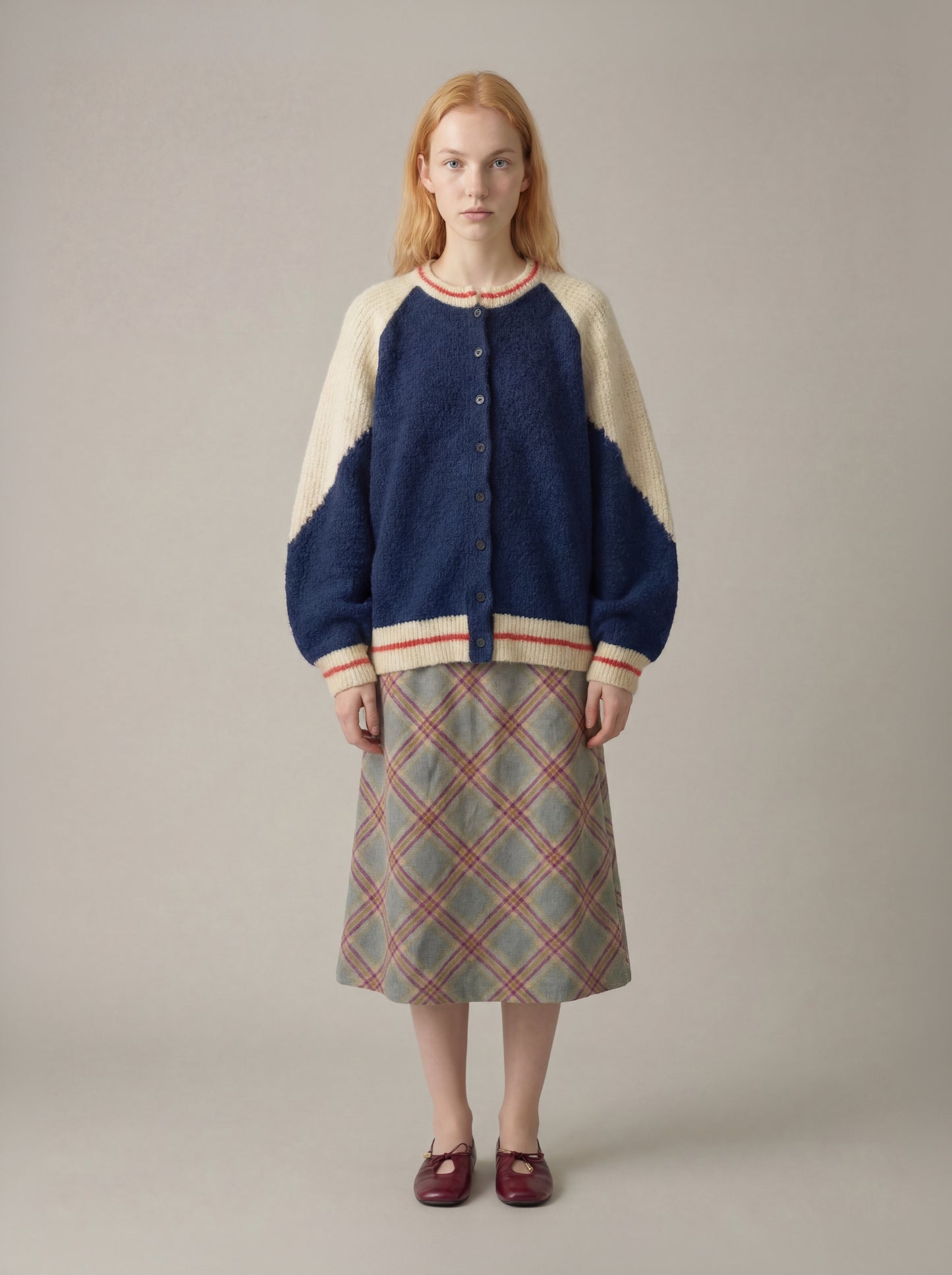 LOVEFINN - Sock Monkey Cardigan Sweater - Navy / Cream