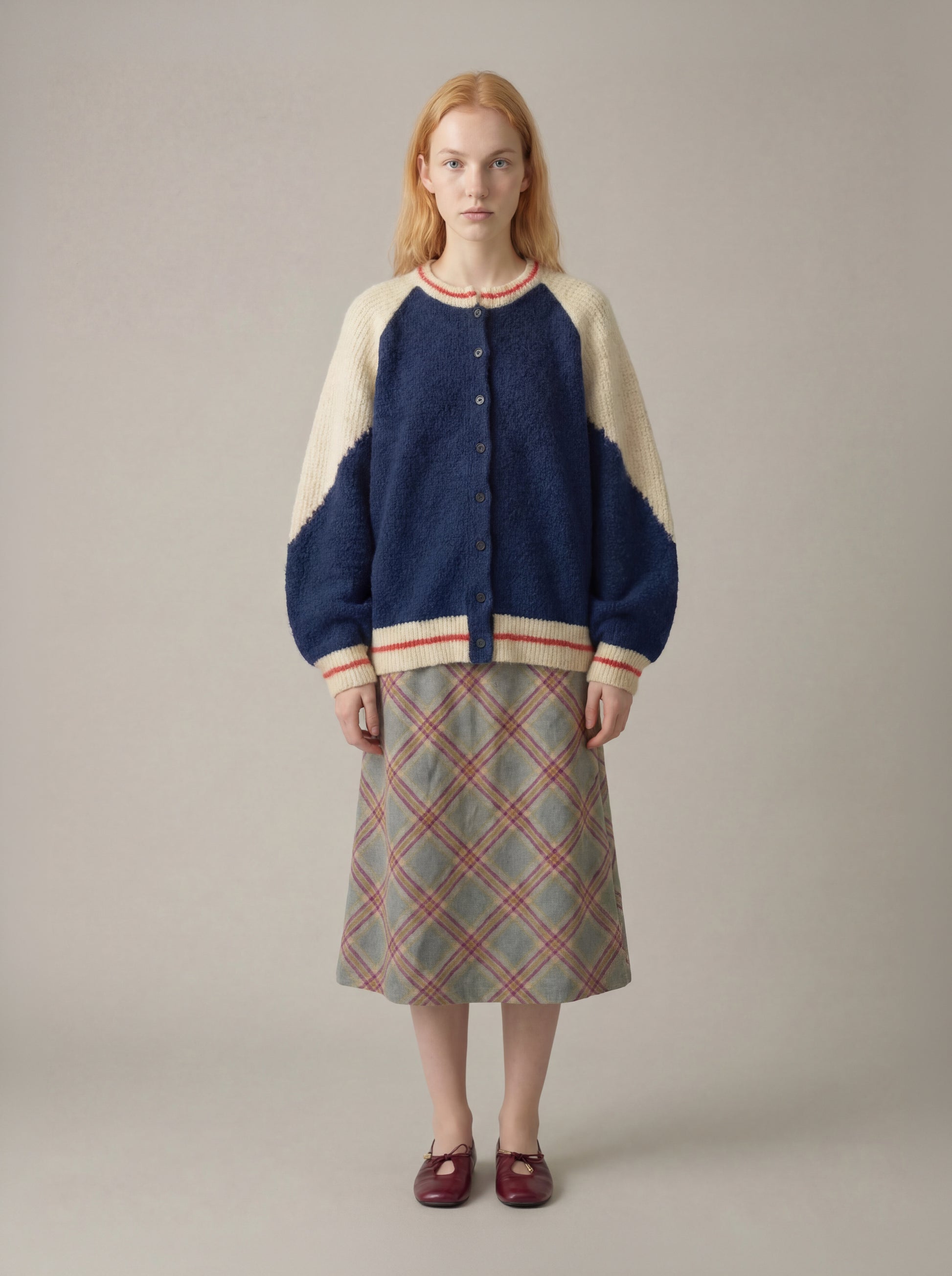 LOVEFINN - Sock Monkey Cardigan Sweater - Navy / Cream