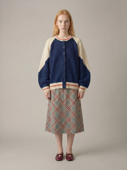 LOVEFINN - Sock Monkey Cardigan Sweater - Navy / Cream