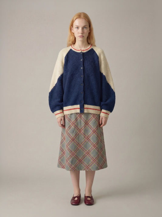 LOVEFINN - Sock Monkey Cardigan Sweater - Navy / Cream