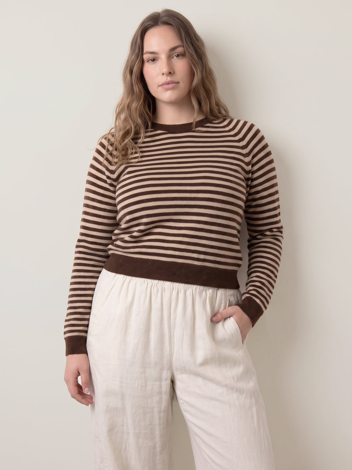LOVEFINN - Striped Crewneck Sweater - 