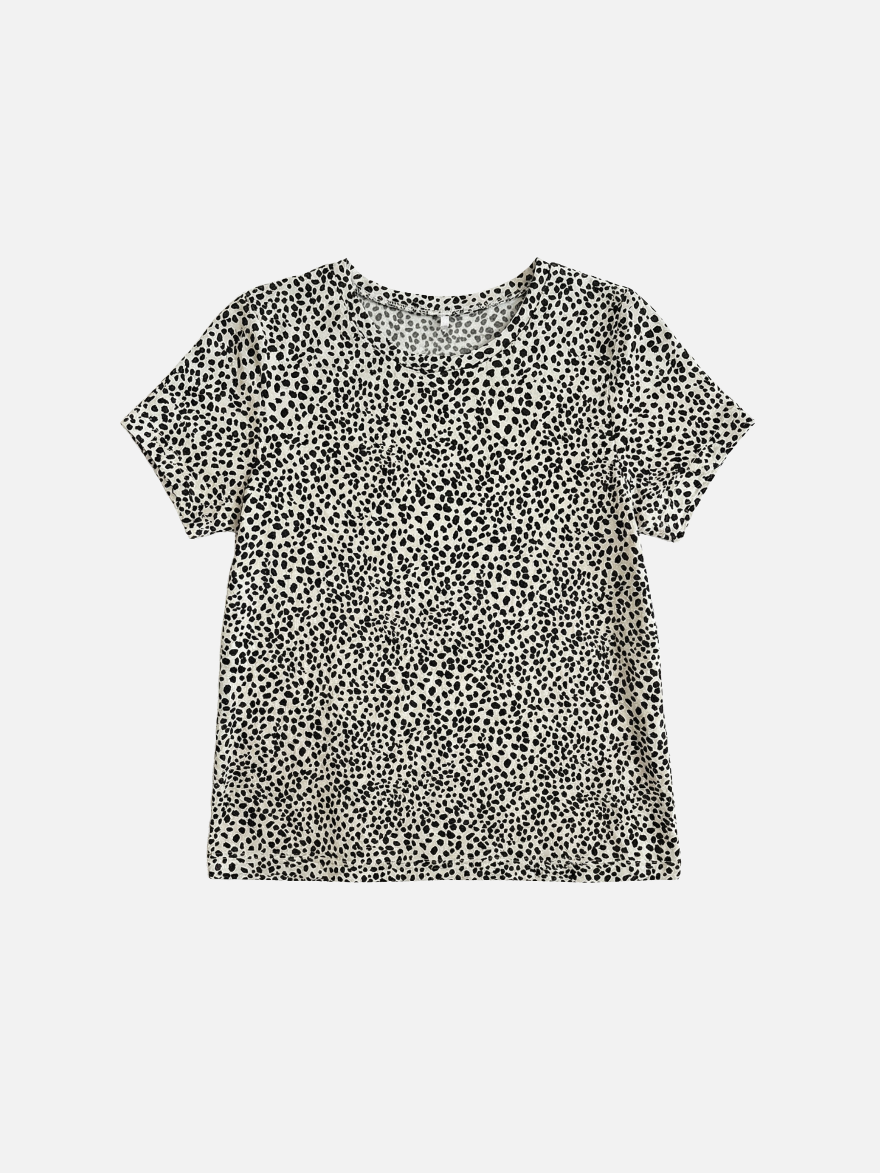 MONK & LOU - Printed Virgo T-Shirt - Black White Mini Leopard